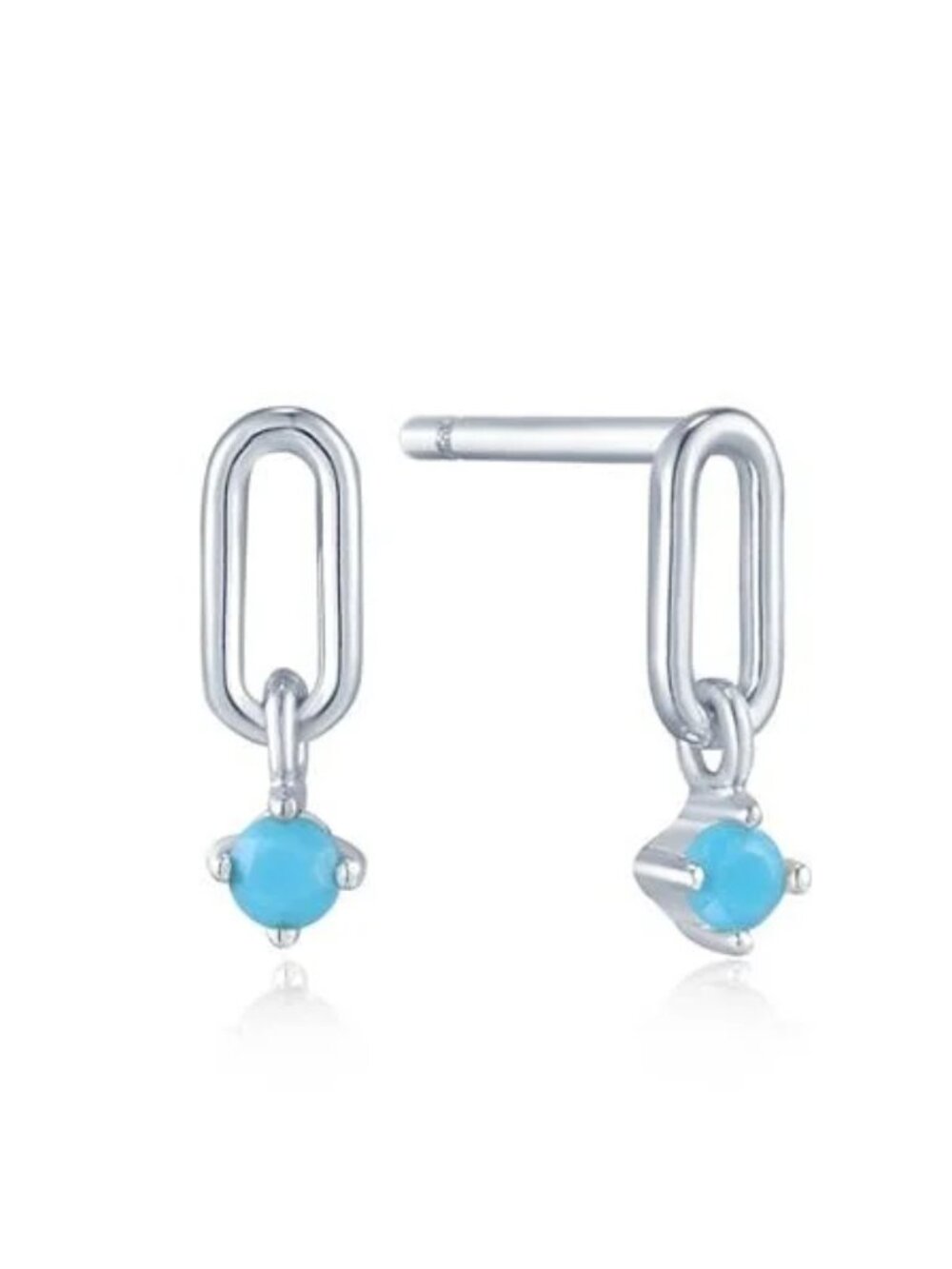 New Ania Haie Sterling Silver Turquoise Link Stud Earrings
